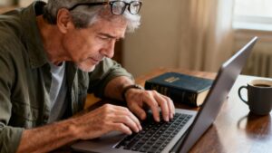 writing at the computer